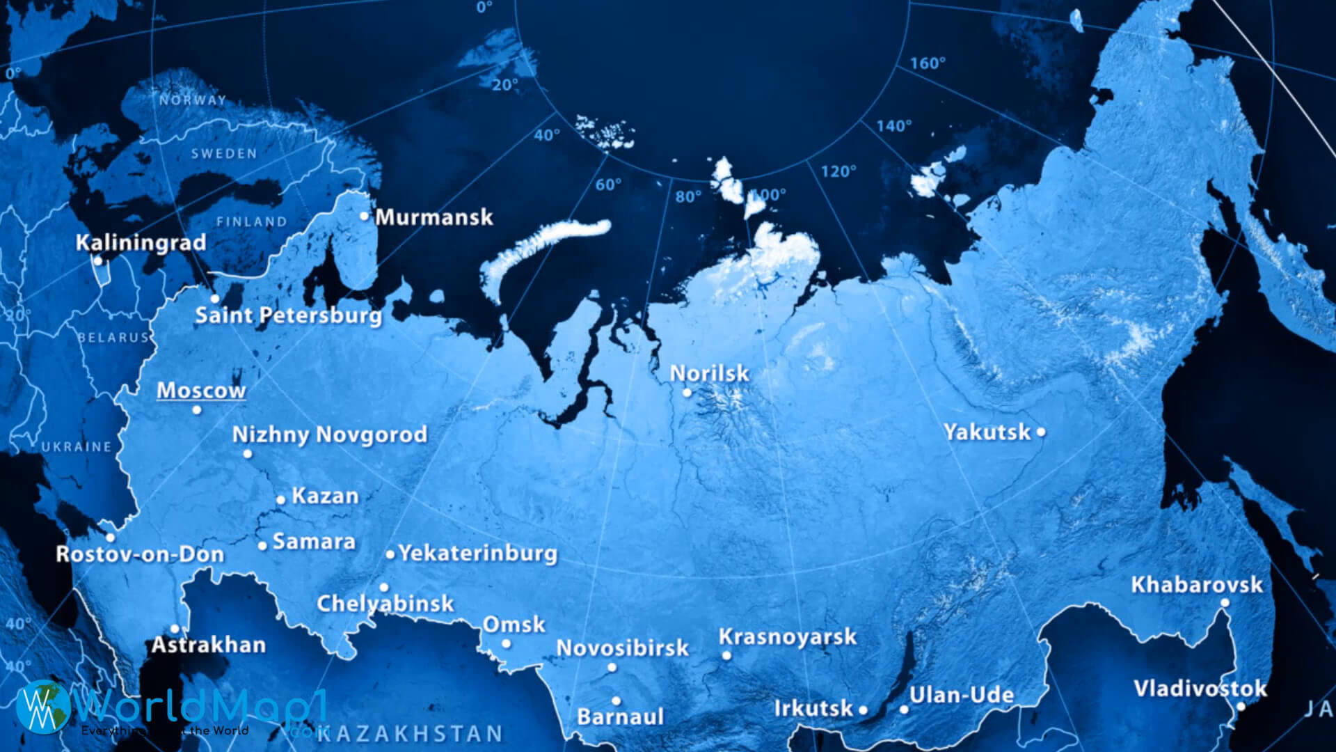 Russland Karte und Großstädte